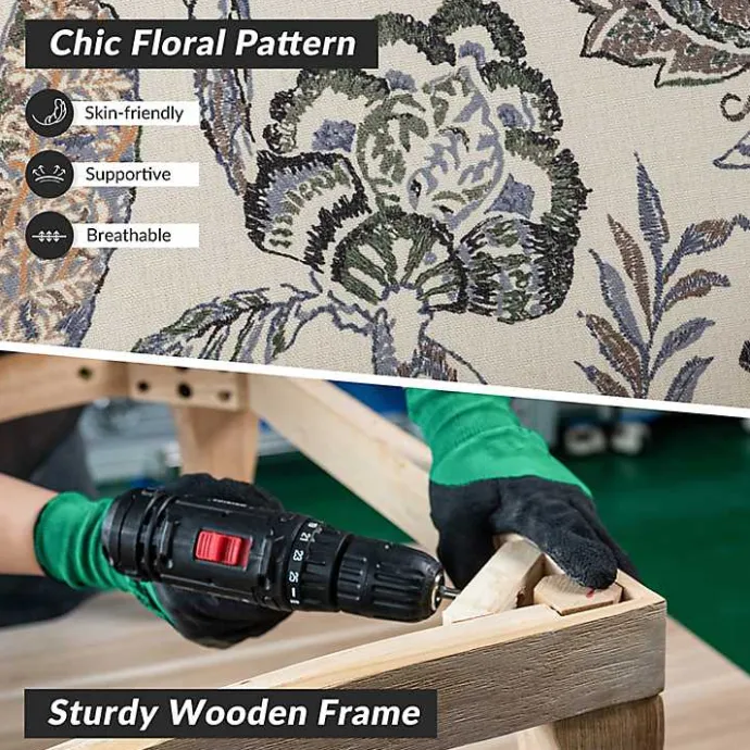 Discount Kirklands Home Ivory Floral Brocade Wingback Ella Armchair