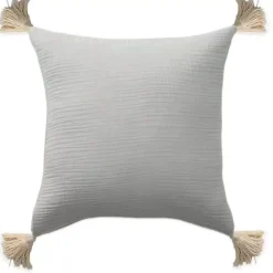 Outlet Kirklands Home Gauze Organic Tassel Throw Pillow Ivory