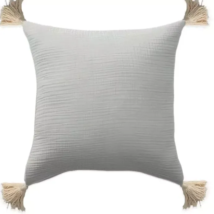 Outlet Kirklands Home Gauze Organic Tassel Throw Pillow Ivory