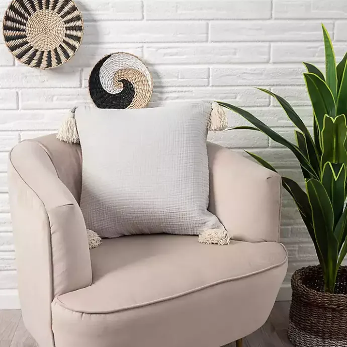 Outlet Kirklands Home Gauze Organic Tassel Throw Pillow Ivory