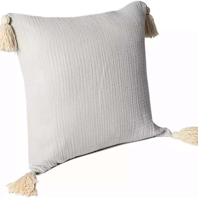 Outlet Kirklands Home Gauze Organic Tassel Throw Pillow Ivory