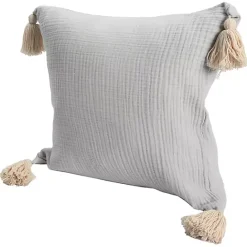 Outlet Kirklands Home Gauze Organic Tassel Throw Pillow Ivory