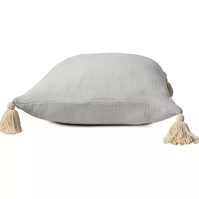 Outlet Kirklands Home Gauze Organic Tassel Throw Pillow Ivory