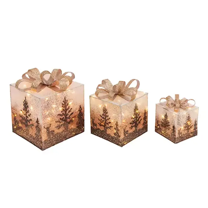 Online Kirklands Home Ivory Jeweled Forest Lit Christmas Gifts, Set of 3