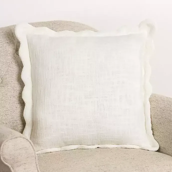 Hot Kirklands Home Juna Scalloped Pillow, 22 in. Ivory