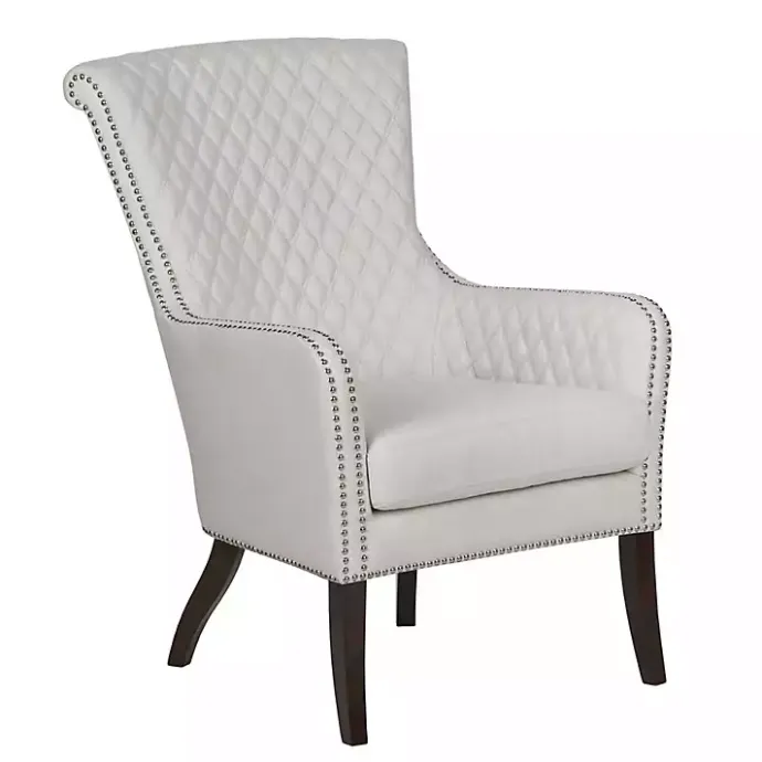 Best Kirklands Home Ivory Lanea Quilted Accent Chair with Silver Studs White