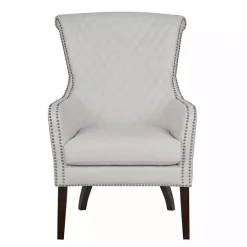 Best Kirklands Home Ivory Lanea Quilted Accent Chair with Silver Studs White
