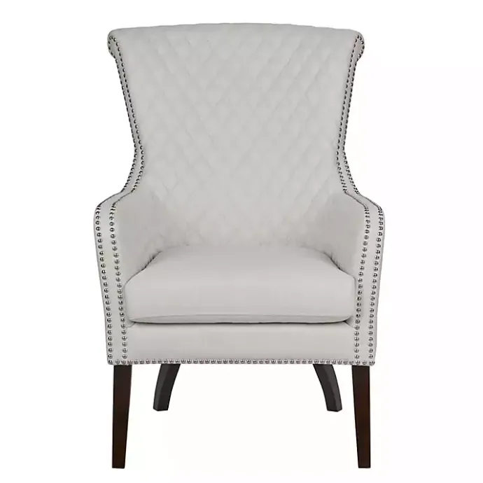 Best Kirklands Home Ivory Lanea Quilted Accent Chair with Silver Studs White