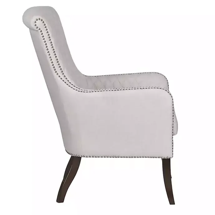 Best Kirklands Home Ivory Lanea Quilted Accent Chair with Silver Studs White