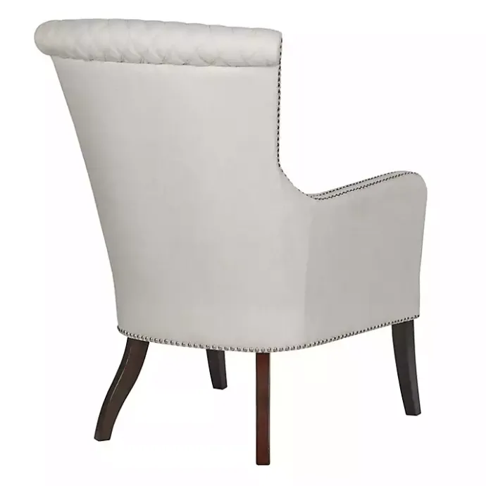 Best Kirklands Home Ivory Lanea Quilted Accent Chair with Silver Studs White