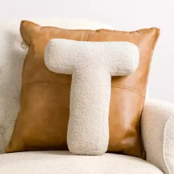 Sale Kirklands Home Letter T Boucle Pillow Ivory