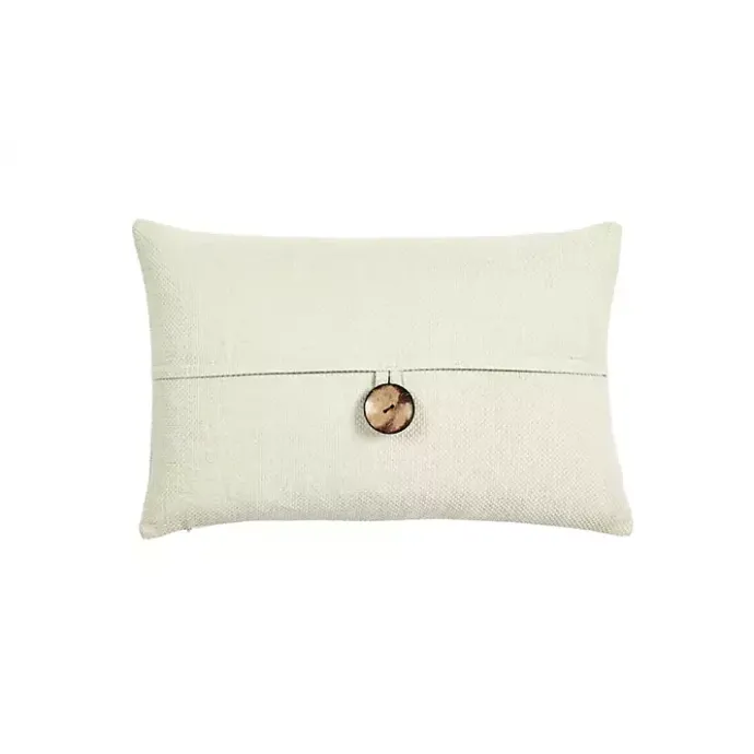Hot Kirklands Home Linen and Button Lumbar Pillow Cover Ivory
