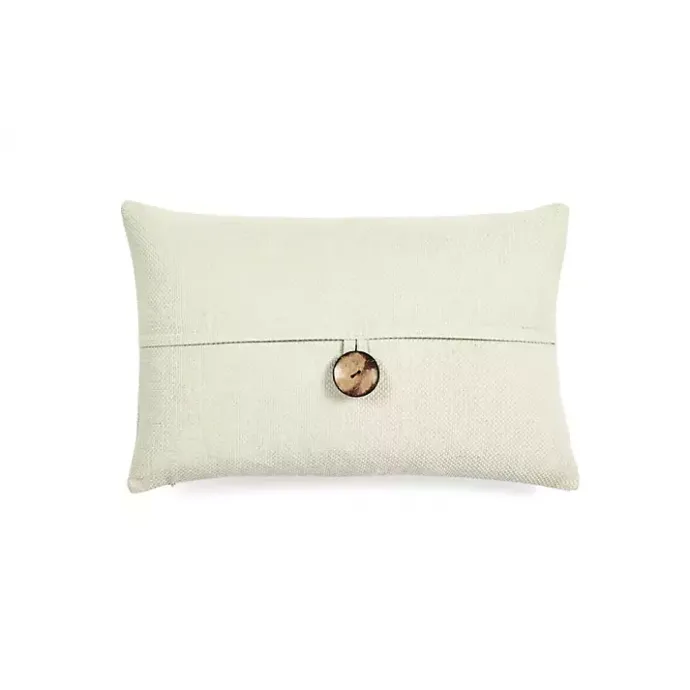 Hot Kirklands Home Linen and Button Lumbar Pillow Cover Ivory