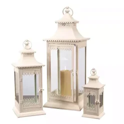 Sale Kirklands Home Metal Vintage Lanterns, Set of 3 Ivory