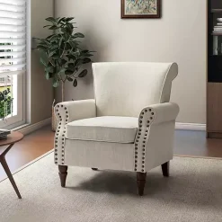 Best Kirklands Home Miriam Nailhead Trim Armchair Ivory