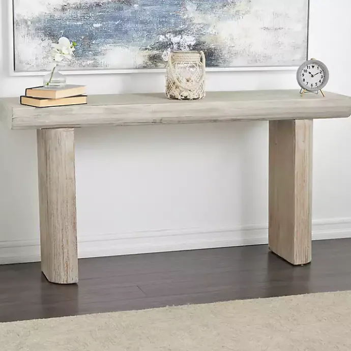 Sale Kirklands Home Natural Wood Grain Console Table Ivory