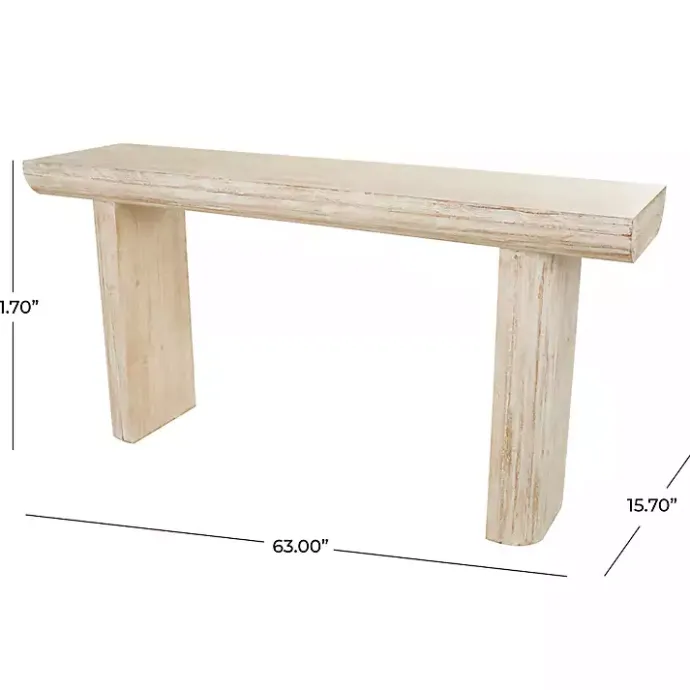 Sale Kirklands Home Natural Wood Grain Console Table Ivory