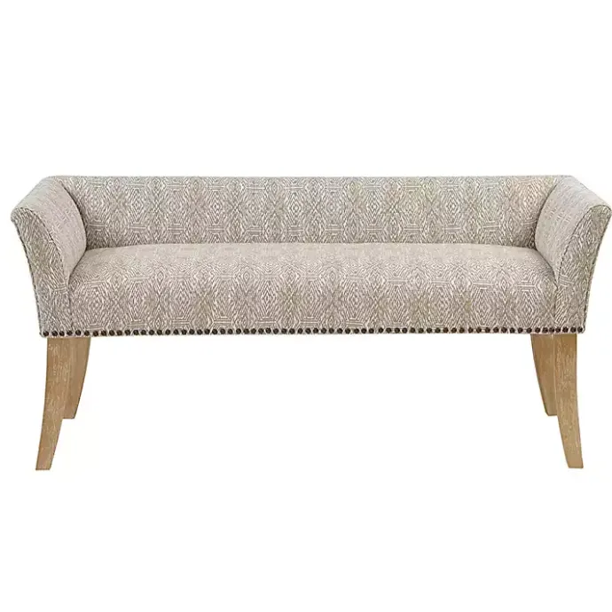 Outlet Kirklands Home Patterned Short Wingback Upholstered Bench Ivory