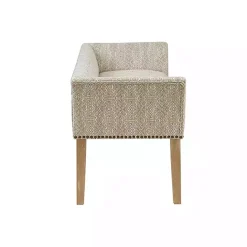 Outlet Kirklands Home Patterned Short Wingback Upholstered Bench Ivory