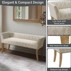 Outlet Kirklands Home Patterned Short Wingback Upholstered Bench Ivory