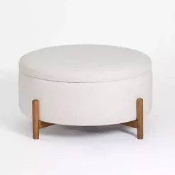Best Kirklands Home Round Storage Coffee Table Ottoman Ivory