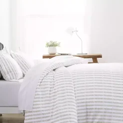 Online Kirklands Home Rugged Stripes Puffed 3-pc. Queen Duvet Set Ivory