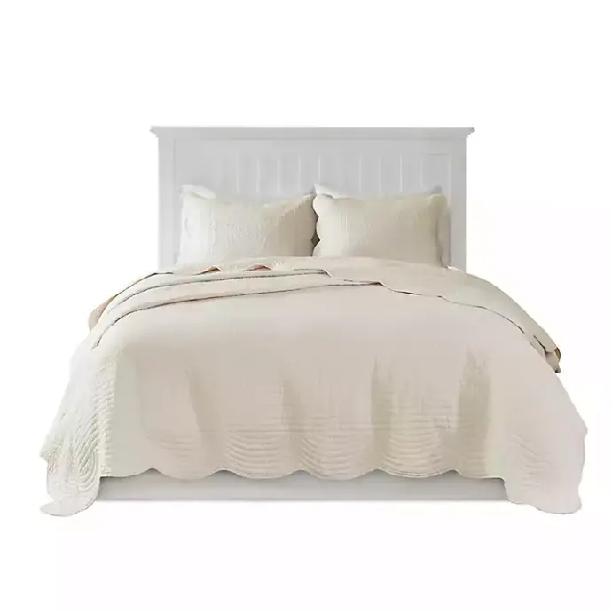 Hot Kirklands Home Scalloped Monica 3-pc. Queen Coverlet Set Ivory