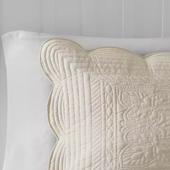 Hot Kirklands Home Scalloped Monica 3-pc. Queen Coverlet Set Ivory