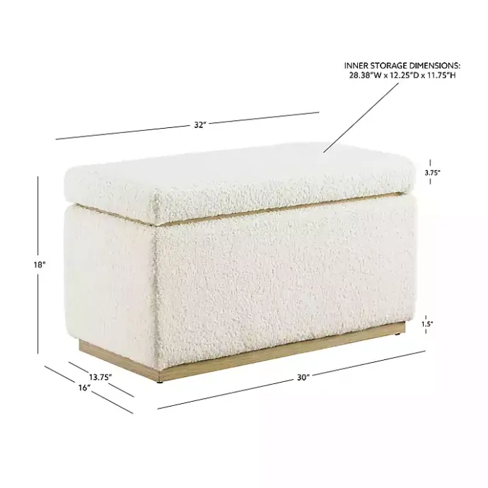 Clearance Kirklands Home Ivory Sherpa & Pine Rectangle Storage Ottoman