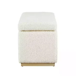 Clearance Kirklands Home Ivory Sherpa & Pine Rectangle Storage Ottoman