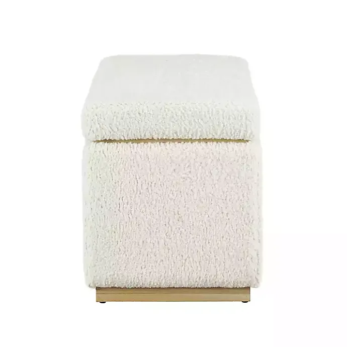 Clearance Kirklands Home Ivory Sherpa & Pine Rectangle Storage Ottoman