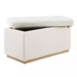 Clearance Kirklands Home Ivory Sherpa & Pine Rectangle Storage Ottoman