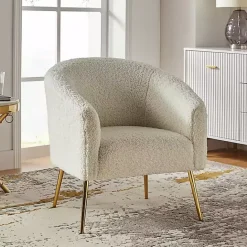 Discount Kirklands Home Sherpa Venice Accent Chair Ivory