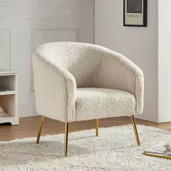 Discount Kirklands Home Sherpa Venice Accent Chair Ivory