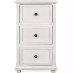 New Kirklands Home Slim Wooden 3-Drawer Side Table Ivory