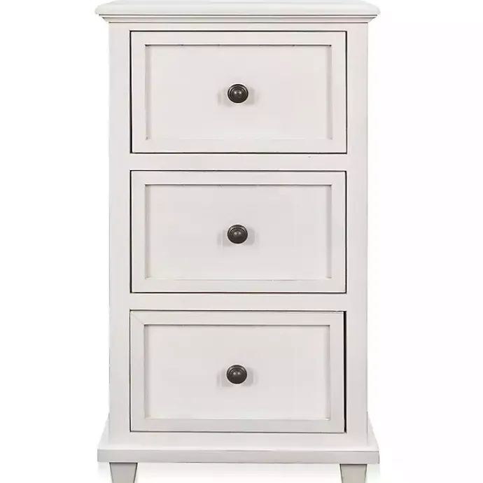 New Kirklands Home Slim Wooden 3-Drawer Side Table Ivory