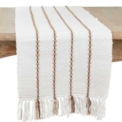 Best Kirklands Home Ivory Striped Fringe Table Runner