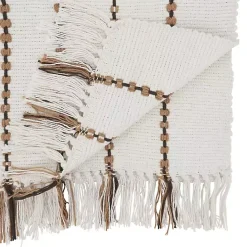 Best Kirklands Home Ivory Striped Fringe Table Runner