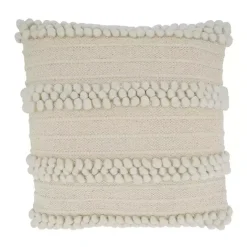 Outlet Kirklands Home Striped Pom Pom Pillow Ivory