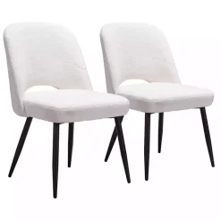 Best Kirklands Home Ivory Teddy Upholstered Dining Chairs, Set of 2 White