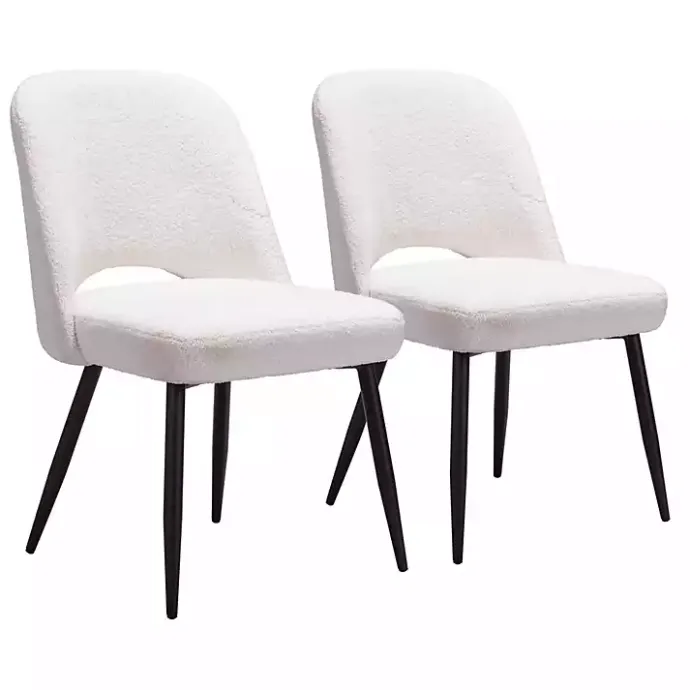 Best Kirklands Home Ivory Teddy Upholstered Dining Chairs, Set of 2 White