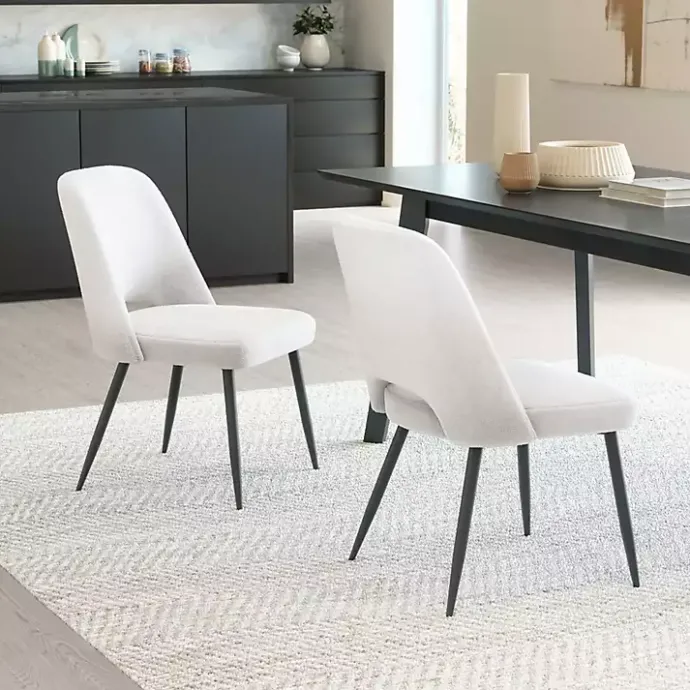 Best Kirklands Home Ivory Teddy Upholstered Dining Chairs, Set of 2 White