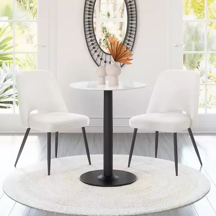 Best Kirklands Home Ivory Teddy Upholstered Dining Chairs, Set of 2 White