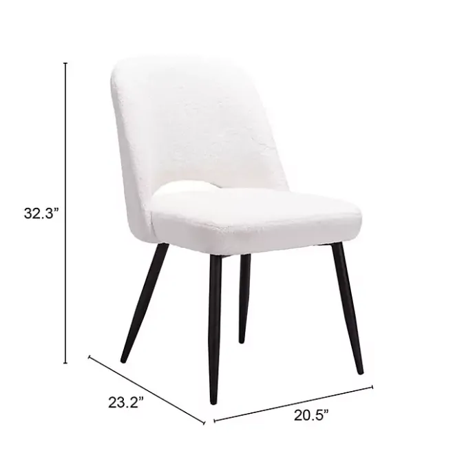 Best Kirklands Home Ivory Teddy Upholstered Dining Chairs, Set of 2 White