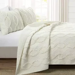 Outlet Kirklands Home Ivory Trellis Ruffles 3-pc. King Quilt Set White