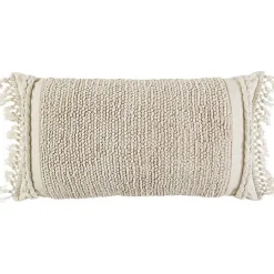 Hot Kirklands Home Tufted Macrame Tassels Lumbar Pillow Ivory