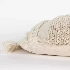 Hot Kirklands Home Tufted Macrame Tassels Lumbar Pillow Ivory