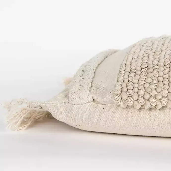 Hot Kirklands Home Tufted Macrame Tassels Lumbar Pillow Ivory