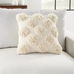 Discount Kirklands Home Tufted Pom Poms Throw Pillow Ivory