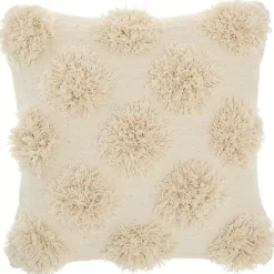Discount Kirklands Home Tufted Pom Poms Throw Pillow Ivory